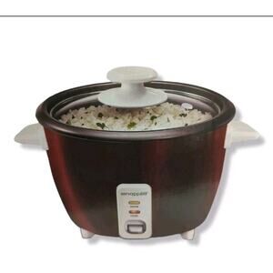 SERVAPPETIT Rice Cooker, 8 Cup, Removable Pot and Lid (Red) IN BOX